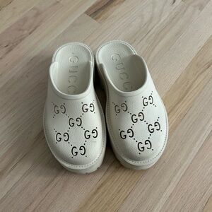 GUCCI PLATFORM MULE WITH PERFORATED G
